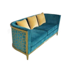 Living room sofa combination wrought iron gold-plated legs high-density sponge custom-made plus velvet leather fabric